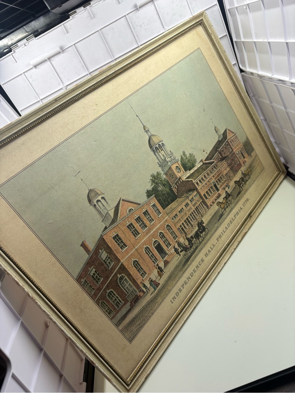 independence hall philadelphia 1776 Frame Photo Vintage Signed 1966